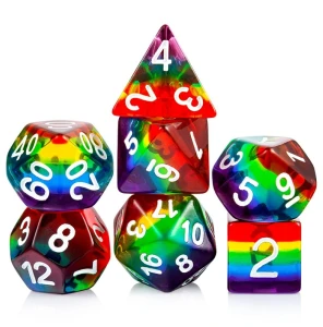 Zestaw kości żywicznych Clear Rainbow (7)