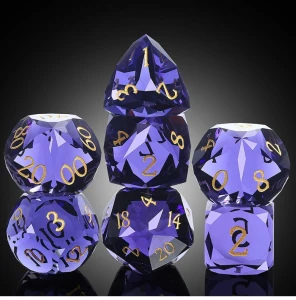 Zestaw kości szklanych fasetowanych Amethyst (7)
