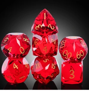 Zestaw kości szklanych fasetowanych Ruby (7)