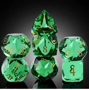 Zestaw kości szklanych fasetowanych Emerald (7)