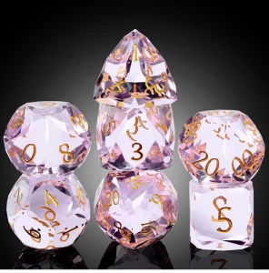 Zestaw kości szklanych fasetowanych Pink Diamond (7)