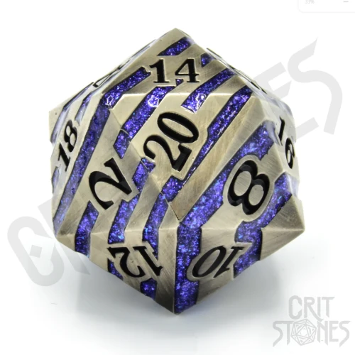 Kość metalowa D20 33 mm Engraved Elder — przód (producent)