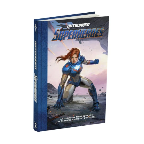 Outgunned Superheroes Core Rulebook — przód (producent)