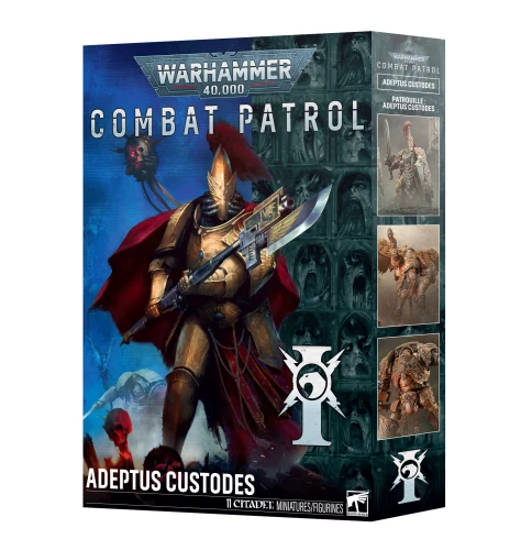 Adeptus Custodes Combat Patrol (11. edycja) — przód (producent)