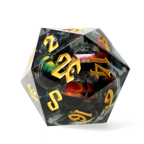 Kość żywiczna D20 50 mm Beholden (floating eye) — przód (producent)