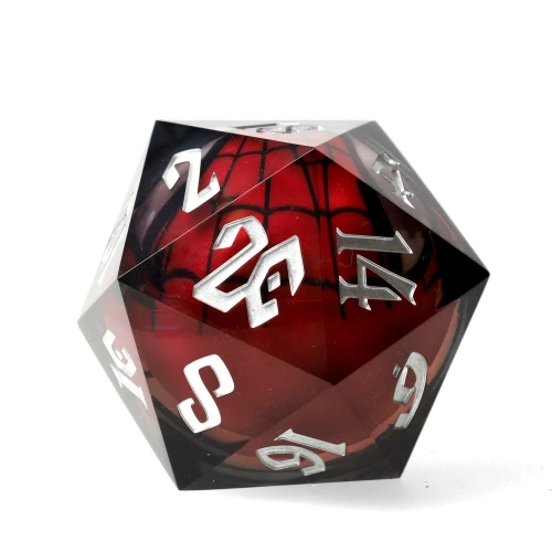 Kość żywiczna D20 50 mm Spidey (liquid core) — przód (producent)
