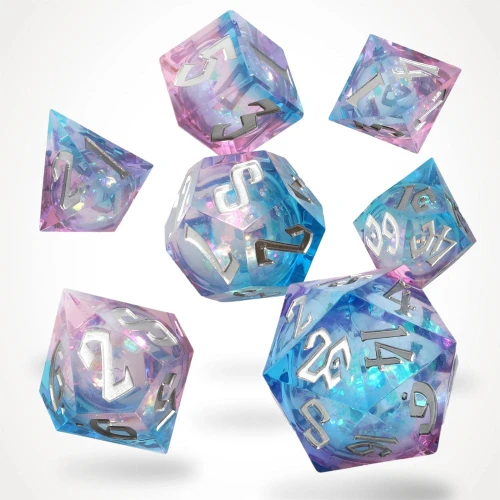Kości żywiczne Pink Ice (zestaw 7 szt.) — przód (producent)