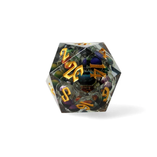 Kość żywiczna D20 33 mm Beholden (floating eye) — przód (producent)