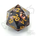Kość żywiczna D20 33 mm Looking Glass Luck (liquid core) — przód (producent)