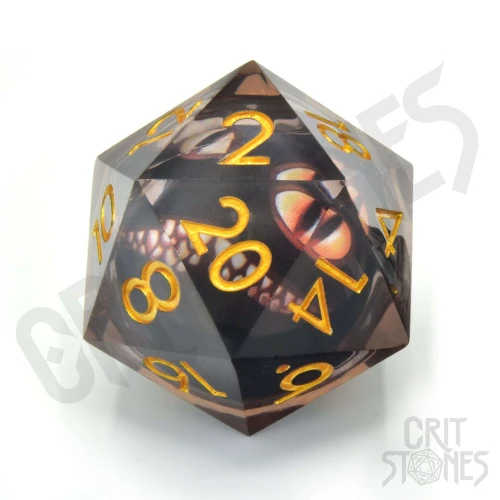 Kość żywiczna D20 33 mm Looking Glass Luck (liquid core) — przód (producent)