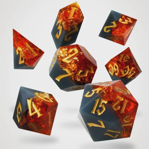 Kości żywiczne Volcanic Amber Sharp Edge (zestaw 7 szt.) — przód (producent)