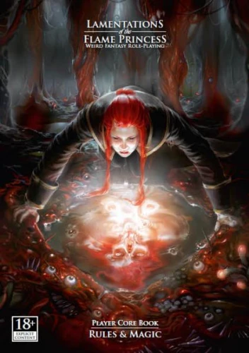 Lamentations of the Flame Princess Weird Fantasy RPG Rules & Magic — przód (producent)