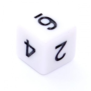 Kość REBEL matowa K6, Cyfry, Biała