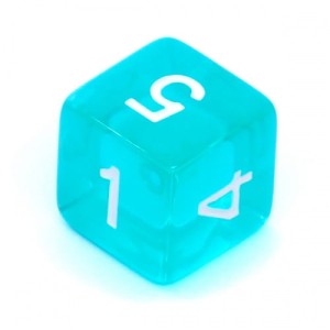 Kość REBEL kryształowa K6, Cyfry, Błękitna