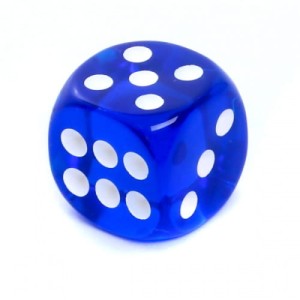 Kość REBEL kryształowa K6, 16 mm, Oczka, Niebieska