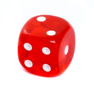 Kość REBEL kryształowa K6, 16 mm, Oczka, Czerwona