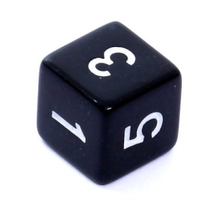 Kość REBEL matowa K6, Cyfry, Czarna